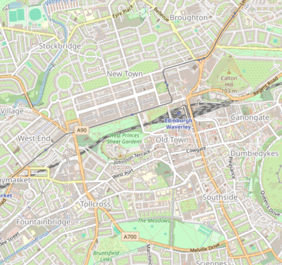 A small map - it is showing an area the size of Edinburgh city centre