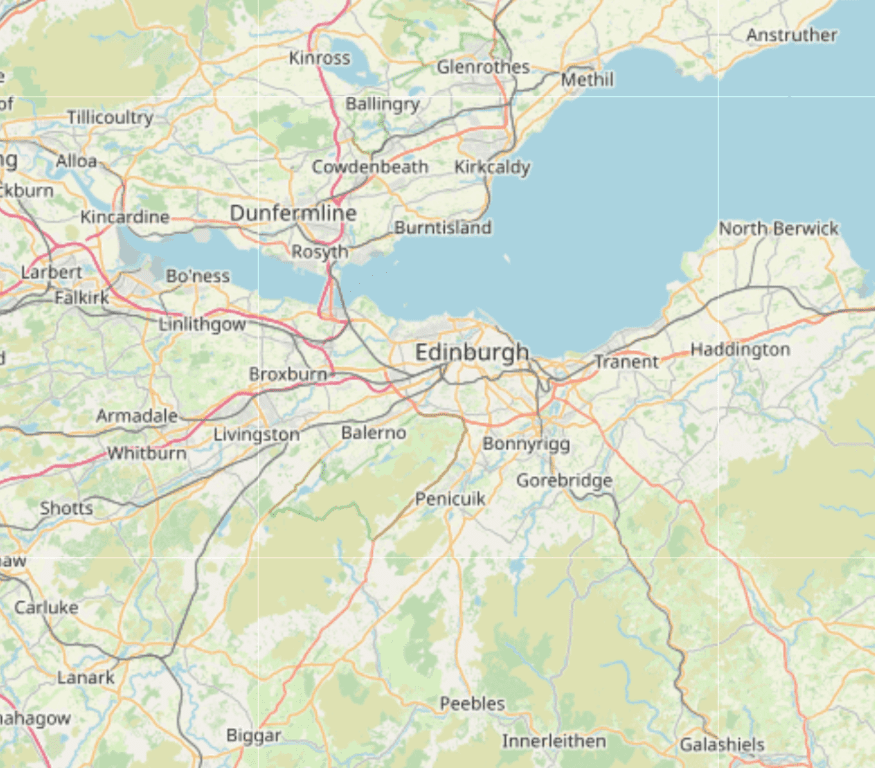 A small map - it is showing an area the size of the Lothians
